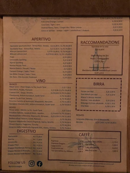 menu 1 of Grissini Restaurant & Terrasse