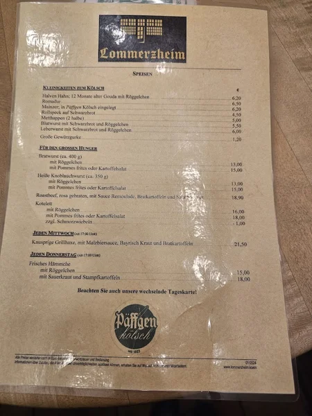 menu 1 of Haus Zeyen