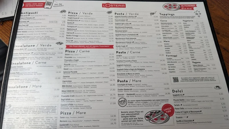 menu 2 of L'Osteria Köln Deutz