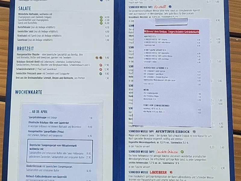 menu 1 of Weisses Bräuhaus im Tal