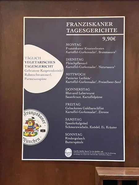 menu 1 of Zum Franziskaner