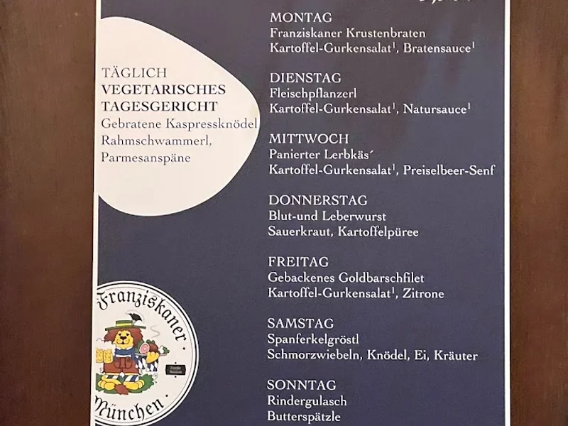 menu 1 of Zum Franziskaner