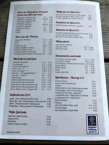 menu 1 of Haderner Augustiner