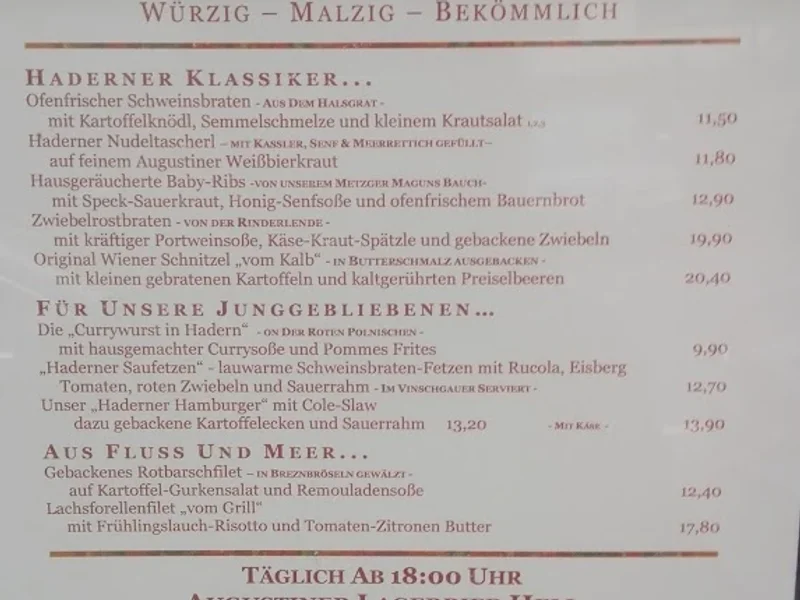 menu 2 of Haderner Augustiner