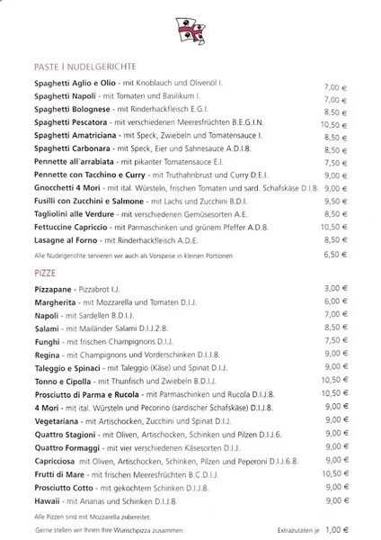 menu 0 of Trattoria Quattro Mori