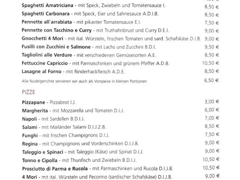 menu 0 of Trattoria Quattro Mori