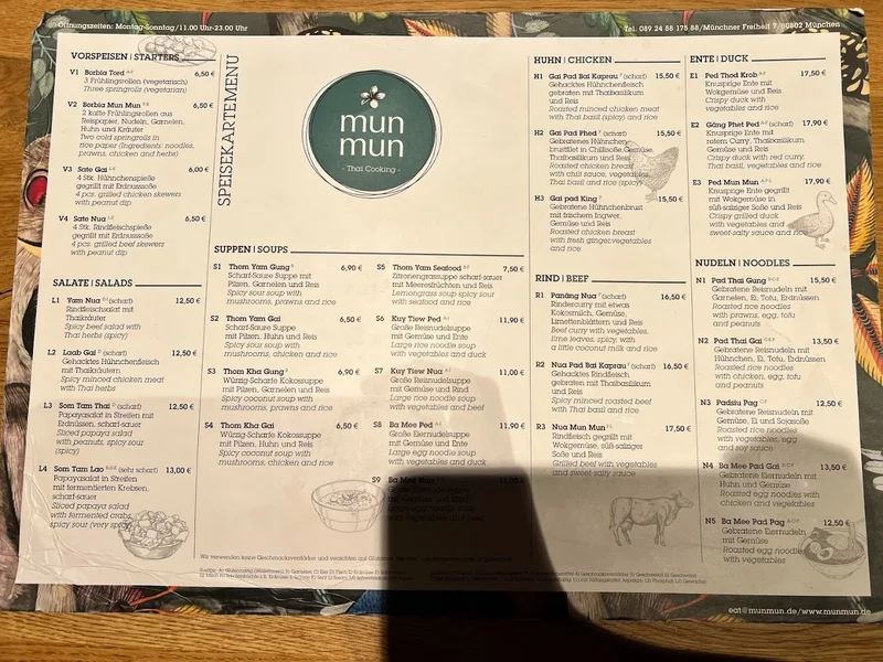 menu 2 of MUN MUN - Thai Cooking