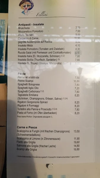 menu 0 of Pizzeria Fellini