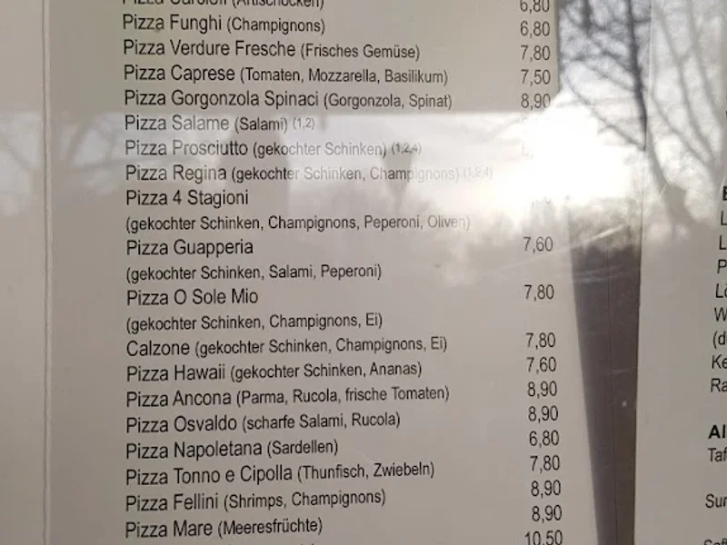 menu 1 of Pizzeria Fellini
