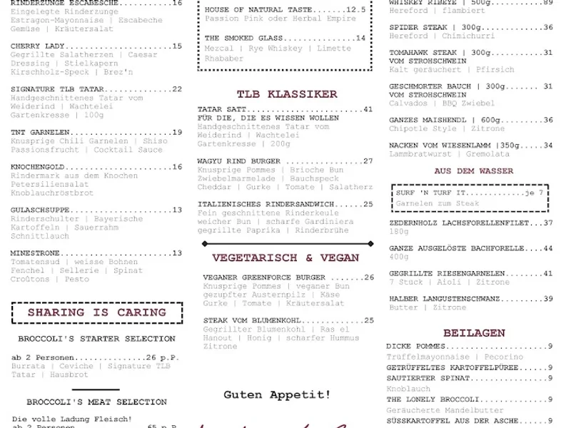 menu 1 of The Lonely Broccoli & Terrasse