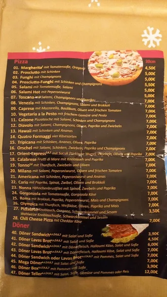 menu 0 of Aruba Pizza