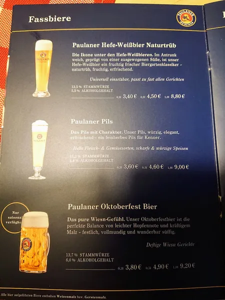 menu 1 of Paulaner Wirtshaus im Europäischen Hof