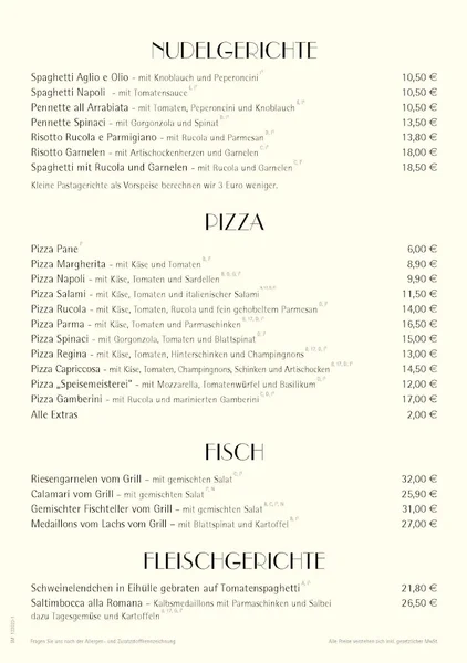 menu 2 of Speisemeisterei La Trattoria