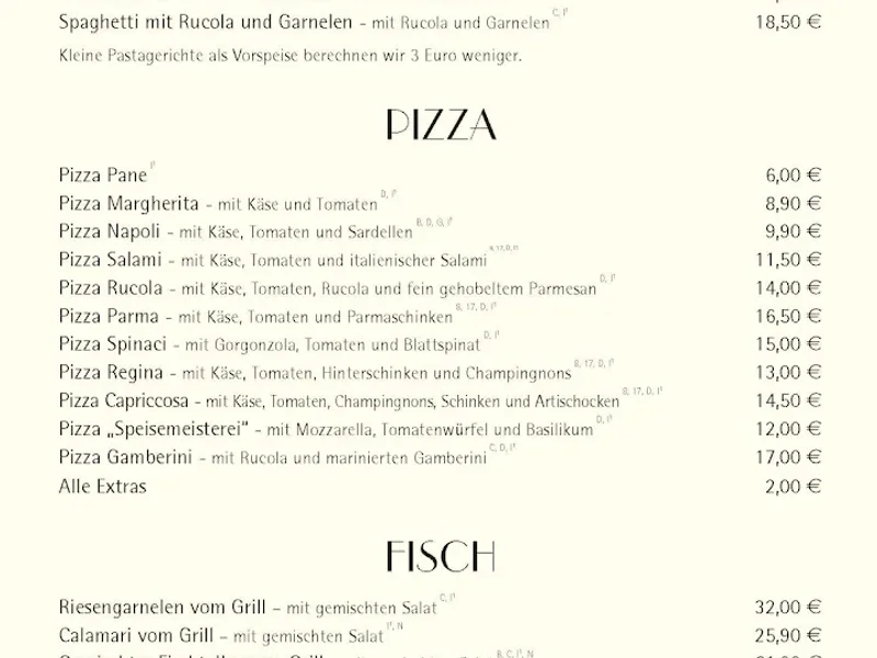 menu 2 of Speisemeisterei La Trattoria