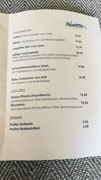 menu 0 of Taverna Naxos
