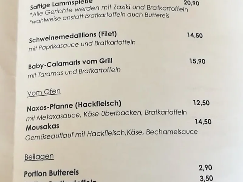 menu 0 of Taverna Naxos