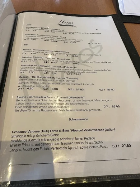 menu 1 of Taverna Naxos