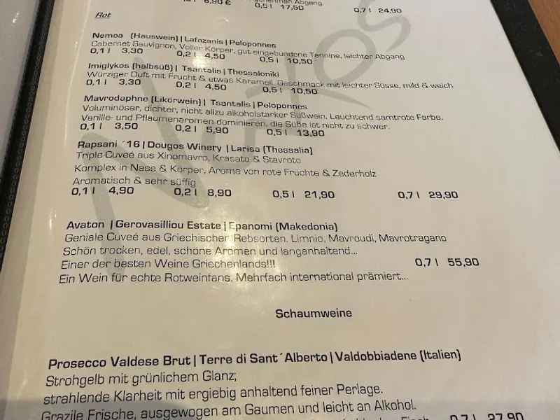 menu 1 of Taverna Naxos