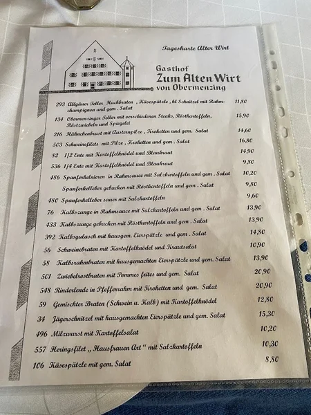 menu 0 of Gasthof Zum Alten Wirt von Obermenzing