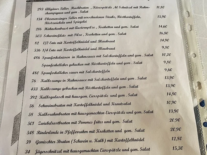 menu 0 of Gasthof Zum Alten Wirt von Obermenzing