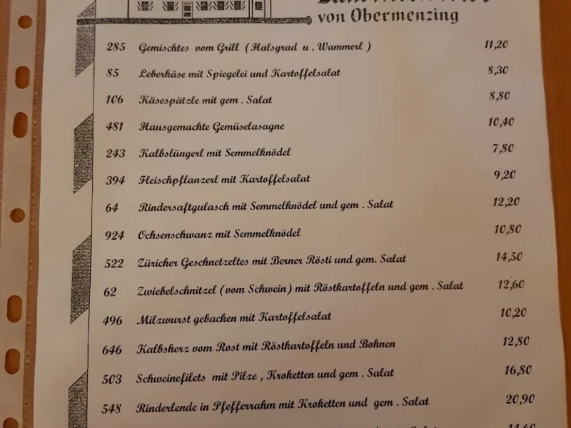 menu 2 of Gasthof Zum Alten Wirt von Obermenzing