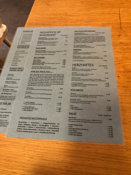 menu 2 of Café Walter