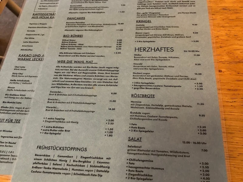 menu 2 of Café Walter