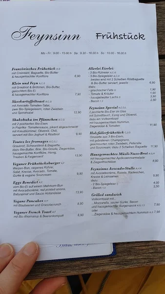 menu 0 of Cafè Restaurant Feynsinn