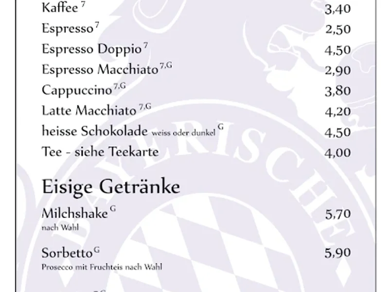 menu 1 of Bayerische Eismanufaktur