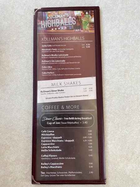 menu 2 of American Diner Durlach