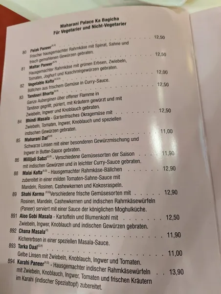 menu 1 of Maharani Palace