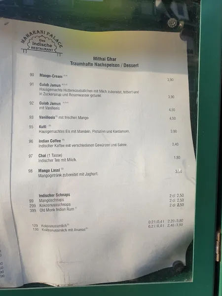 menu 2 of Maharani Palace
