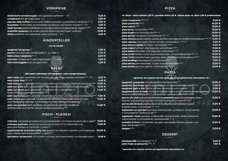 menu 0 of Restaurant L‘inizio