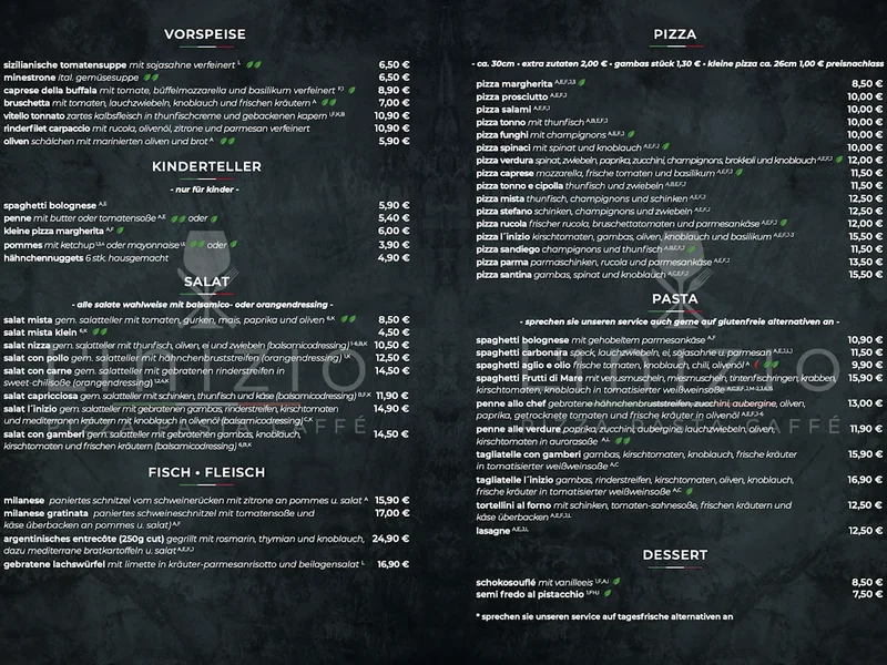 menu 0 of Restaurant L‘inizio