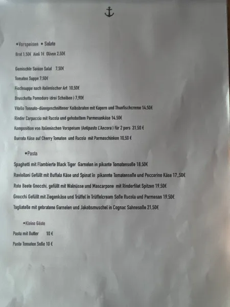 menu 0 of ristorante L ancora