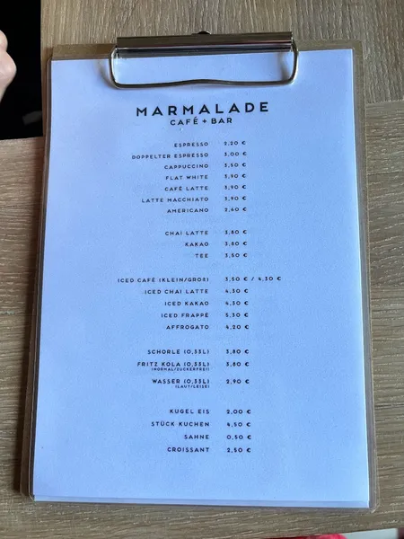 menu 0 of Marmalade Café & Bar