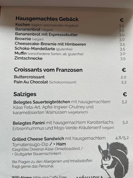 menu 0 of Mókuska Kaffeerösterei