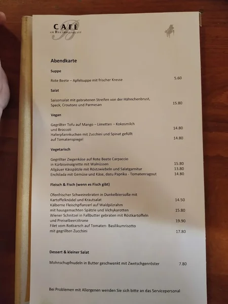menu 2 of Café am Beethovenplatz