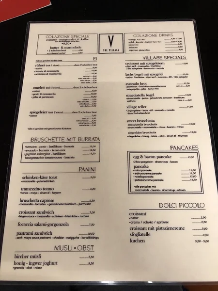 menu 1 of The Village Café-München