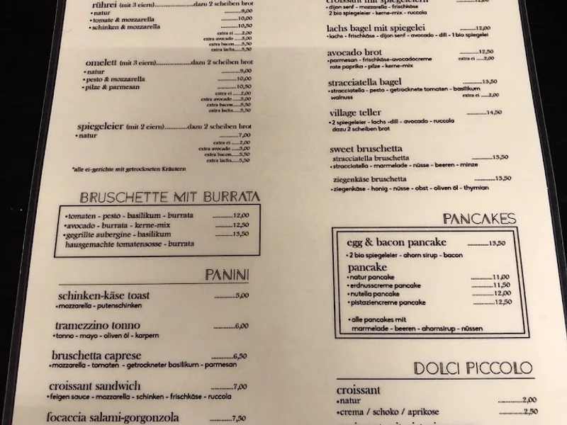 menu 1 of The Village Café-München