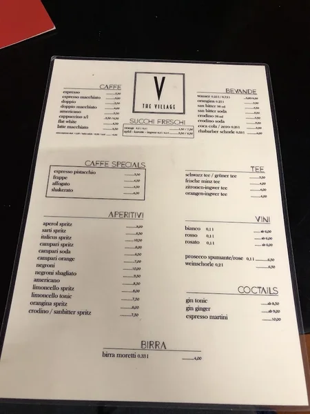 menu 2 of The Village Café-München