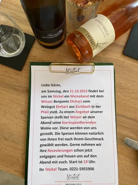 menu 1 of Stickel Restaurant