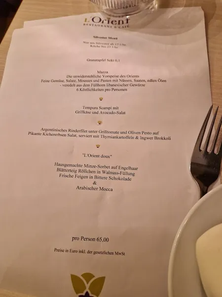 menu 0 of L’Orient Restaurant Libanais
