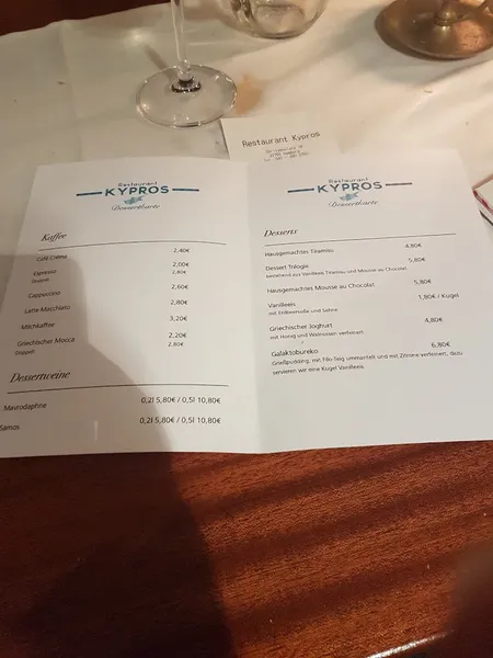 menu 2 of Restaurant Kypros