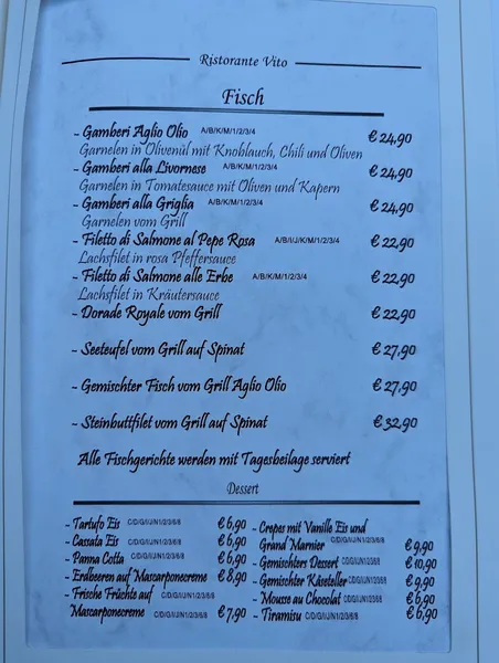 menu 0 of Ristorante Vito