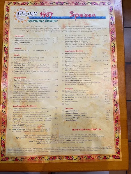 menu 1 of Ebony