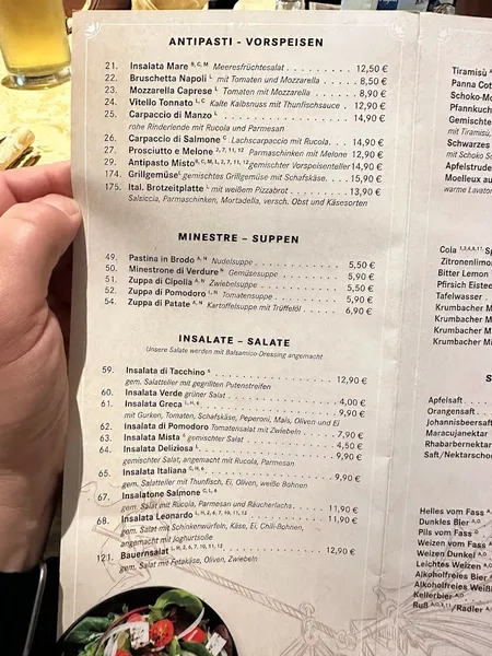 menu 0 of Leonardo da Vinci | Italienisches Park-Restaurant Ristorante