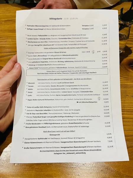 menu 1 of Restaurant Weissenburg