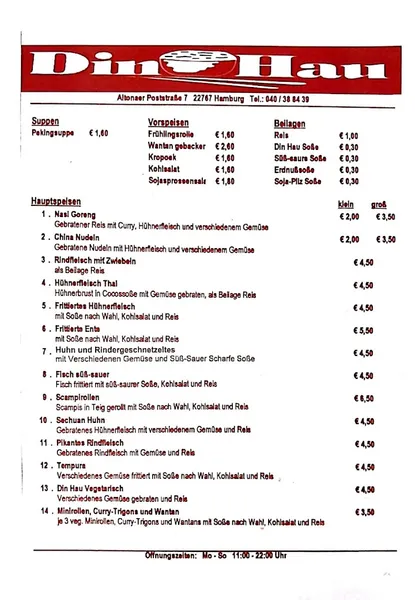 menu 0 of Din Hau