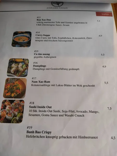 menu 2 of AOMAME